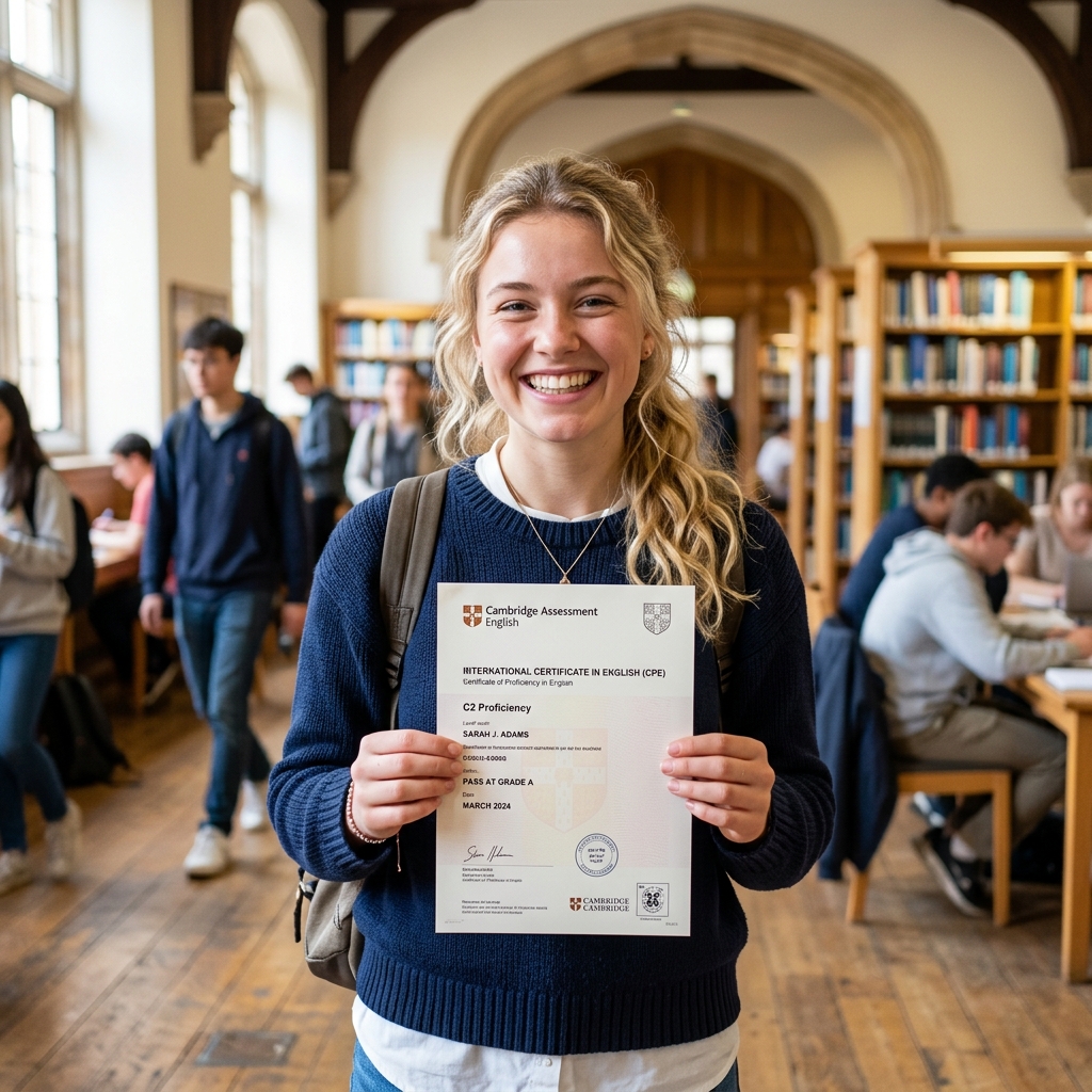 Alumna con certificado de inglés